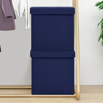 Opbergkrukken inklapbaar 2 st kunstlinnen blauw