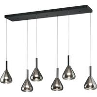 LED Hanglamp - Cinque Cipera - 6 Lichtpunten van 5.6 Watt - Dimbaar - Aanpasbare Lichtkleur - Hoogte Aanpasbaar - Mat Zwart - Metaal