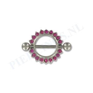 Tepelpiercing shield kristal roze