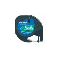 Labeltape Dymo Letratag 91204 plastic 12mm zwart op groen - thumbnail