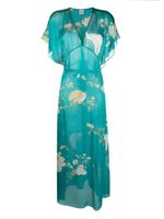 Carine Gilson robe-caftan en soie à manches volantées - Bleu - thumbnail