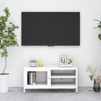 Tv-meubel 90x30x44 cm staal en glas wit