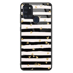 Samsung Galaxy A21s glazen hardcase - Hart streepjes