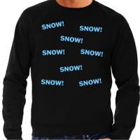 Apres ski sweater heren - SNOW! - zwart - glitter blauw - wintersport - skieen/snowboarden