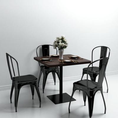 Bistrotafel vierkant 80x80x75 cm MDF en staal donker essenkleur
