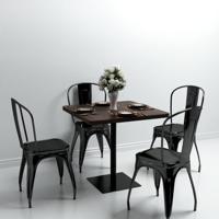 Bistrotafel vierkant 80x80x75 cm MDF en staal donker essenkleur