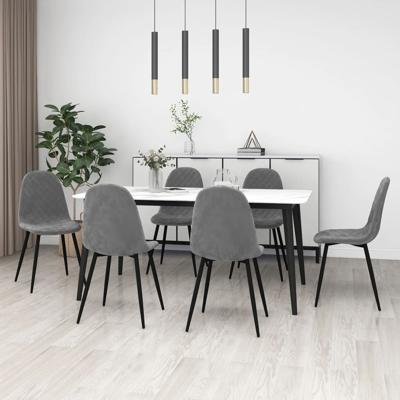 Eetkamerstoelen 6 st fluweel lichtgrijs