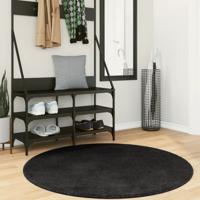 VidaXL Vloerkleed huarte laagpolig zacht wasbaar ø 120 cm zwart VidaXL Vloerkleed huarte laagpolig zacht wasbaar ø 120 cm zwart