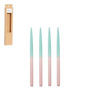 Dip-dye kaars d.roze 4 stuks - h28xd1,4cm - Mica Decorations