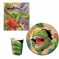 Kinderfeestje Dinosaurussen thema - tafel dekken - voor 8x kinderen - bordjes / bekers / servetten