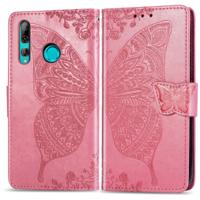 Butterfly Love bloemen reliëf horizontale Flip lederen case voor Huawei Y9 Prime (2019) met houder & kaartsleuven & portemonnee & Lanyard (roze)