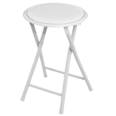 Urban Living Bijzet krukje - wit - metaal - 30 x 45 cm - inklapbaar - woonaccessoires Urban Living Bijzet krukje - wit - metaal - 30 x 45 cm - inklapbaar - woonaccessoires