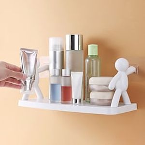 punch-gratis badkamer plank douche opbergrek voor zeep shampoo organisator schattige witte pop planken geen boren cosmetica houder home decor Lightinthebox