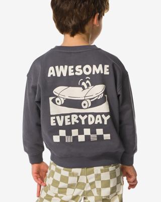 HEMA Kindertrui sweatstof skateboard donkergrijs (donkergrijs)