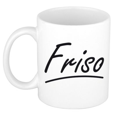Naam cadeau mok / beker Friso met sierlijke letters 300 ml Naam cadeau mok / beker Friso met sierlijke letters 300 ml