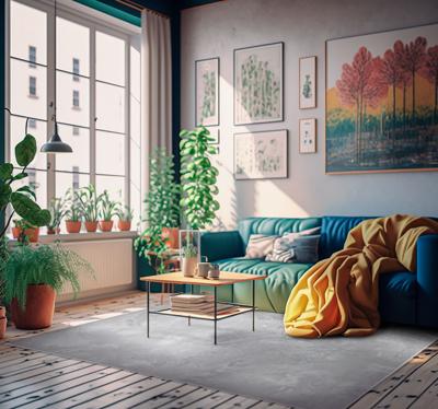 Lichtgrijze betonnen stenen vinyl vloerkleed