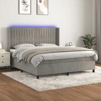 Boxspring met matras en LED fluweel lichtgrijs 180x200 cm