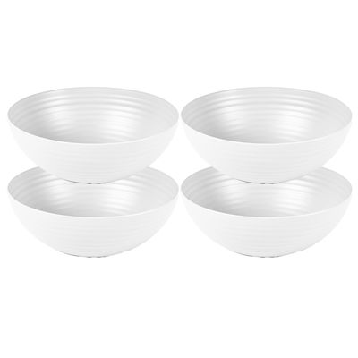 Kommetjes/schaaltjes - 4x - Dessert/ontbijt - Kunststof - D13 cm - Ivoor wit