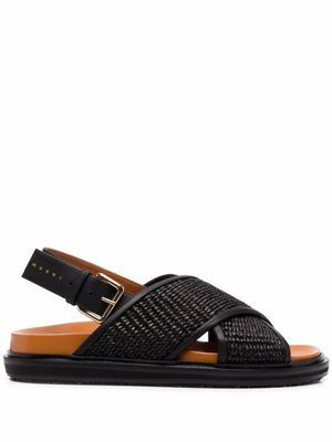 Marni sandales Fussbett en raphia - Noir