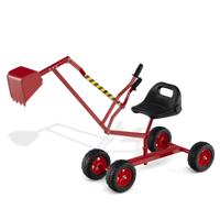 Zitgraafmachine 360° Draaibare Graafmachine om op te Zitten Metaal met Schep en Wielen Graafmachine Zandbak Rood