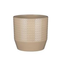 Mica Decorations Bloempot Nola - beige - 20 x 18 cm - relief dots