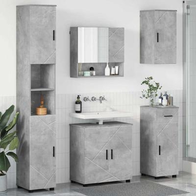 Badkamermeubelset 5 pcs Betongrijs 61 x 35 x 64 cm Bewerkt hout