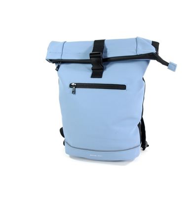 Roltop rugzak Highlands 15,3 inch mat rubber PU licht blauw