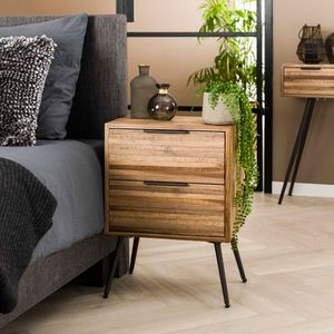 LifestyleFurn Nachtkastje 'Aurelien' Teakhout, met 2 lades