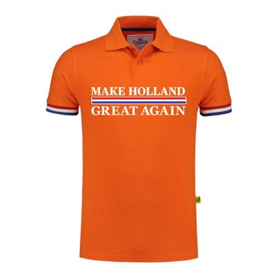 Koningsdag verkleed poloshirt heren - make Holland great again - oranje