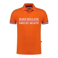 Koningsdag verkleed poloshirt heren - make Holland great again - oranje