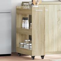 Kast met wieltjes 60x22x79 bewerkt hout sonoma eikenkleurig - thumbnail