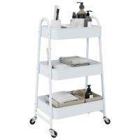 VidaXL Opbergtrolley 3-laags 42x41,5x77 cm staal wit