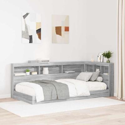 Opberghoofdbord met plank Grijs sonoma 80 cm Bewerkt hout