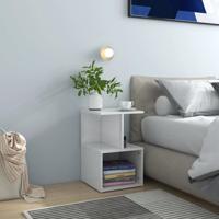 Nachtkastjes 2 st 35x35x55 cm bewerkt hout hoogglans wit
