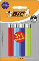 BIC Maxi vuursteen aanstekers, geassorteerde kleuren, blister van 3 + 1 gratis - thumbnail
