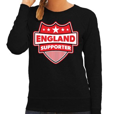 Engeland / England schild supporter sweater zwart voor dames Engeland / England schild supporter sweater zwart voor dames