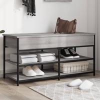 Schoenenbankje 100x42,5x50 cm bewerkt hout grijs sonoma eiken