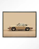 Urban Cotton Wandkleed 'Vintage Porsche Beige' 80 x 110cm in Floating Frame - black