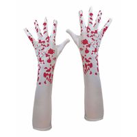 Lange witte handschoenen met bloedspetters   - - thumbnail
