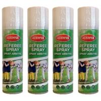 Scheidsrechters spray - 4x - wit - 150 ml - Voetbal spuitbus - lijnen zetten - markeerspray