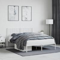 Bedframe met hoofdbord metaal wit 140x190 cm - thumbnail