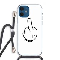 Middle finger white: iPhone 12 Transparant Hoesje met koord