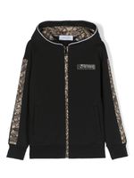 Roberto Cavalli Junior hoodie zippé à plaque logo - Noir - thumbnail