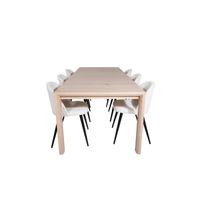 SliderWW eethoek eetkamertafel uitschuifbare tafel lengte cm 170 / 250 eik wit washeded en 6 Velvet eetkamerstal fluweel - thumbnail