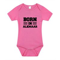 Born in Alkmaar cadeau baby rompertje roze meisjes - thumbnail