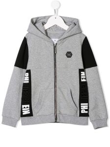 Philipp Plein Junior sweat zippé à capuche Statement - Gris