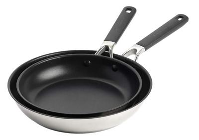 KitchenAid Koekenpannenset Classic - RVS - ø 24 & 28 cm - keramische anti-aanbaklaag