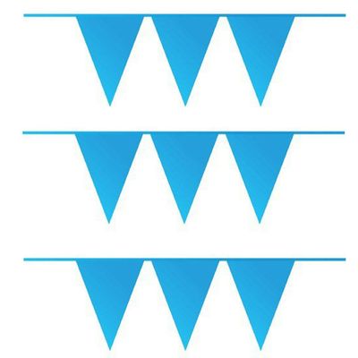 Vlaggenlijn - 3x - blauw - 10 meter - kunststof - slingers