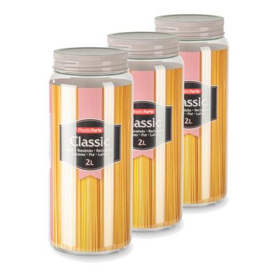 Plasticforte keuken voorraadpot - Set van 4x stuks - weckpot - taupe - 2 liter - kunststof Plasticforte keuken voorraadpot - Set van 4x stuks - weckpot - taupe - 2 liter - kunststof