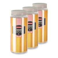 Plasticforte keuken voorraadpot - Set van 4x stuks - weckpot - taupe - 2 liter - kunststof